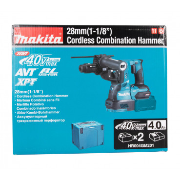 Perforateur burineur Makita SDS-Plus XGT 40 Volts MAX Lithium (Li-Ion) - XGT - 4 Ah - 28mm - force de frappe 2,9 joules - poids 2,58kg | HR004GM201