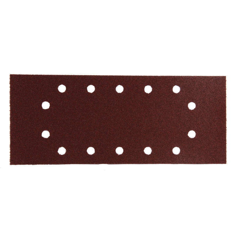 Feuille rectangulaire abrasive 115x280mm - 5 + 5 + 2 + 2 trous - longueur totale 280mm - largeur 115mm - grain 80 - 10 pièce(s) Makita | P-33021