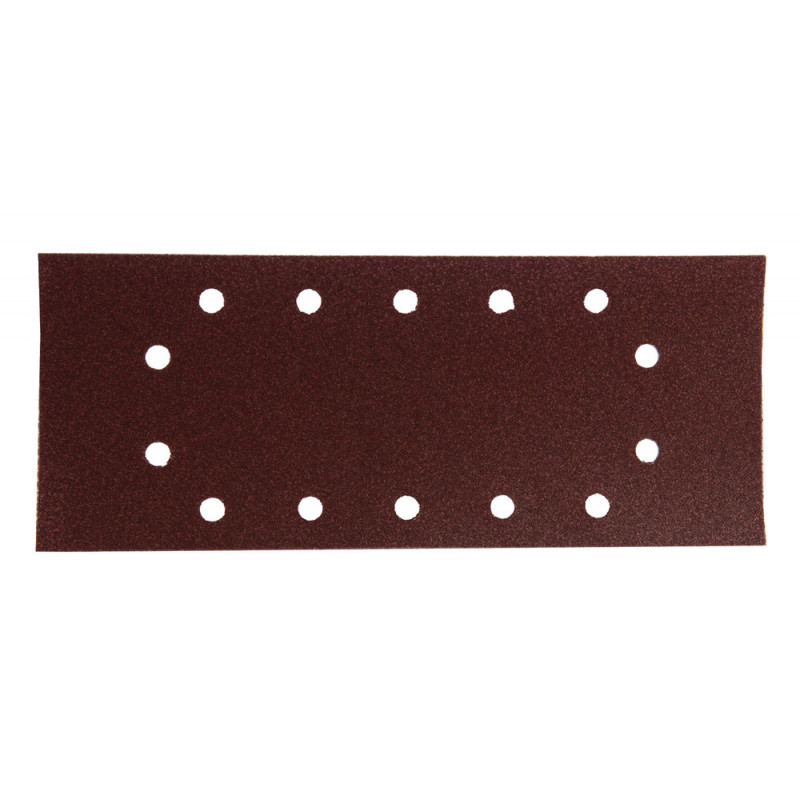 Feuille rectangulaire abrasive 115x280mm - 5 + 5 + 2 + 2 trous - longueur totale 280mm - largeur 115mm - grain 100 - 10 pièce(s) Makita | P-33037