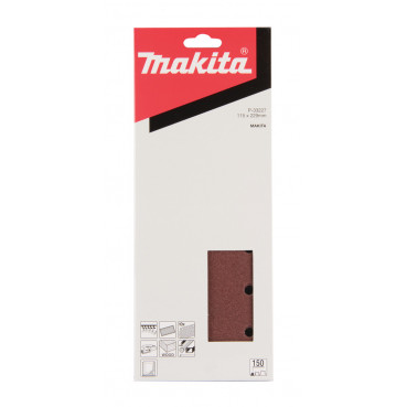 Feuille rectangulaire abrasive 115x229mm - 5 + 5 trous - Auto-agrippant - longueur totale 229mm - largeur 115mm - grain 150 - 10 pièce(s) Makita | P-33227