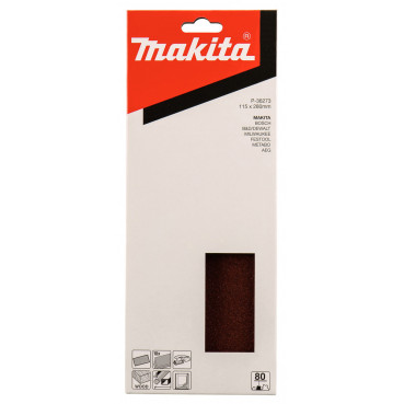 Feuille rectangulaire abrasive 115x280mm - longueur totale 280mm - largeur 115mm - grain 80 - 10 pièce(s) Makita | P-36273