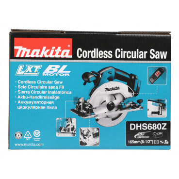 Scie circulaire Makita LXT 18 Volts - sans fil Lithium (Li-Ion) - Ø 165mm - (Produit seul) - alésage 20mm | DHS680Z