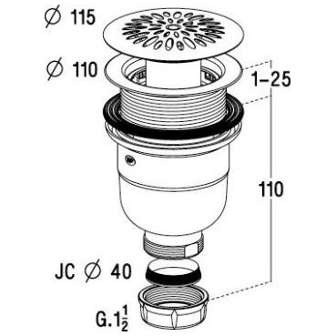 Bonde receveur de douche plastique à grille inox Ø 90 diamètre Ø 90mm x 40mm Nicoll | 0205115