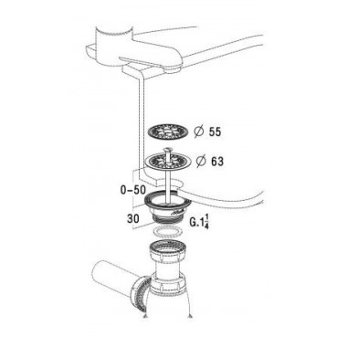 Bonde de lavabo plastique à grille diamètre Ø 63mm Nicoll | 0291085