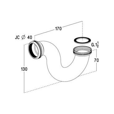 1055 - Siphon evier/baignoire tube laiton diamètre Ø 40mm x 40mm - longueur 170mm Nicoll | 0501001