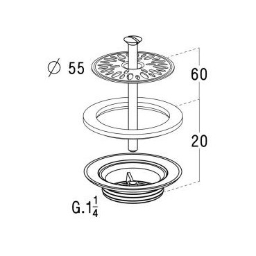 Bonde de lavabo laiton à grille diamètre Ø 55mm Nicoll | 0501026