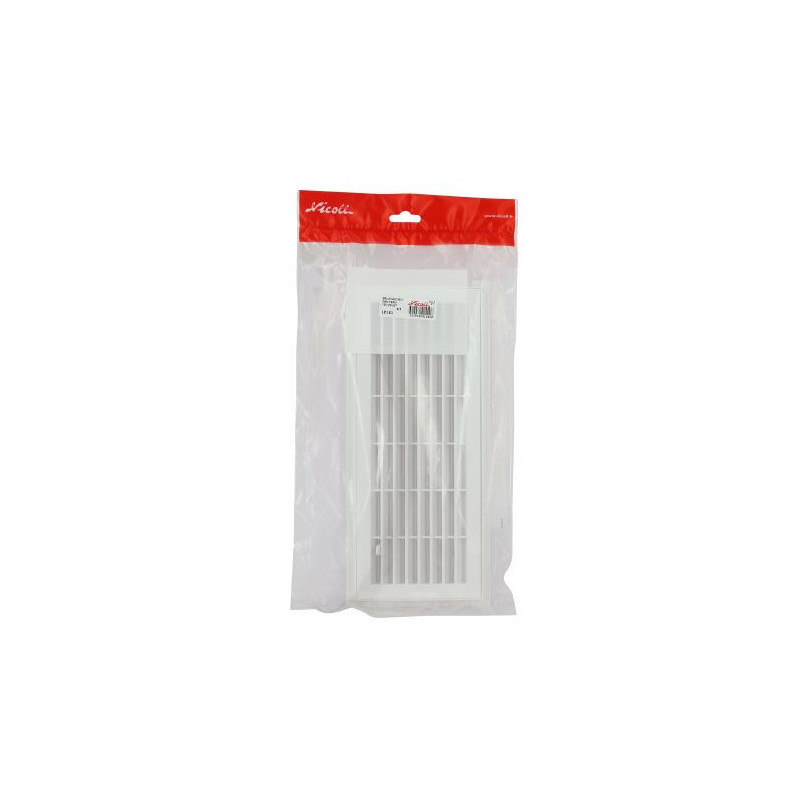 NICOLL - Grille d'aération rectangulaire démontable à fermeture PVC blanc  319x140 mm avec moustiquaire