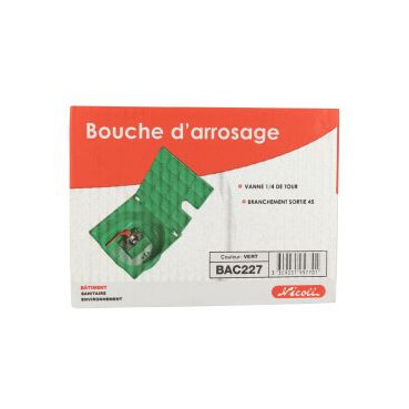 Bouche d'arrosage à robinet - hauteur 140mm - largeur 200mm - longueur 200mm couleur Vert Nicoll | BAC227