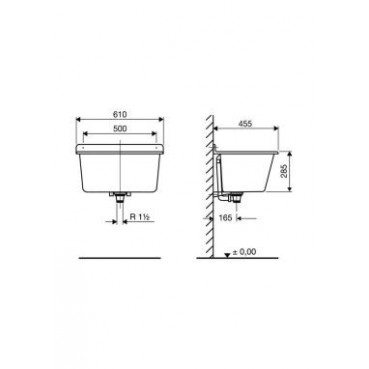 Bac a laver pour fixation murale blanc - largeur 455mm - longueur 610mm Nicoll | BACLAVB