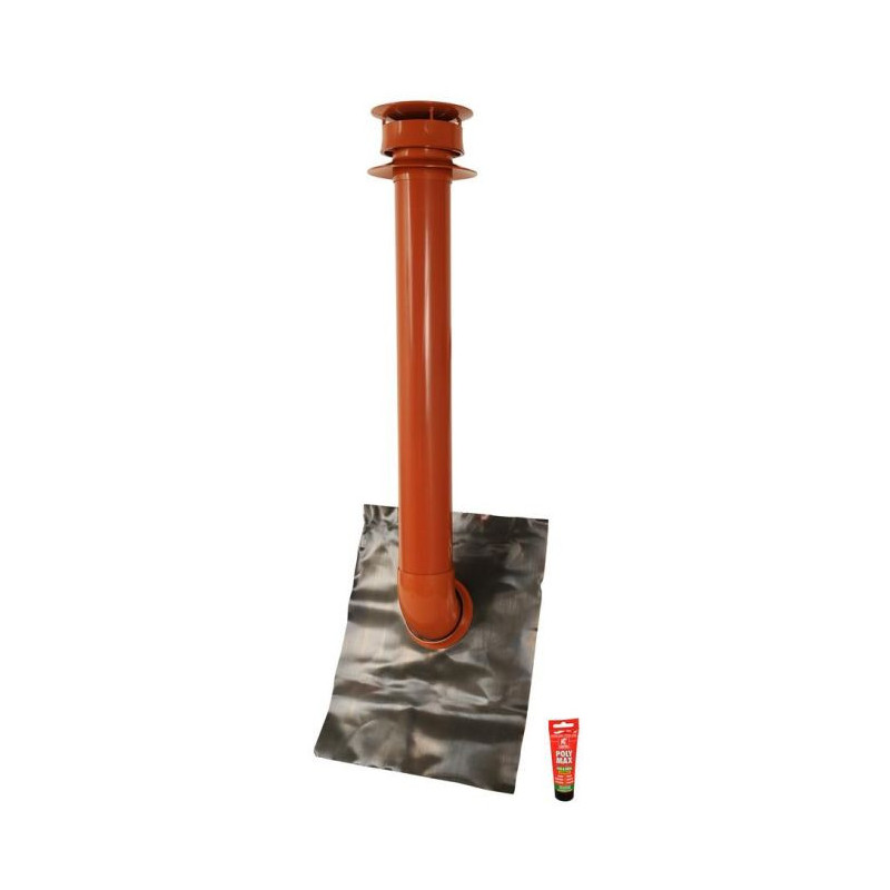 Extracteur statique avec collerette d'étanchéité diamètre Ø 100mm - largeur 400mm - longueur 500mm couleur Rouge Terracotta Nicoll | EXTARTCT