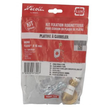 Coude multicouche applique à sertir avec plaque de douche pour cloison en plaque de plâtre diamètre Ø 16mm Nicoll | FLPC1615F