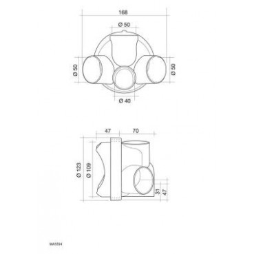 Module multi-piquage diamètre Ø 50mm x 50mm x 50mm x 40mm Nicoll | MA5554