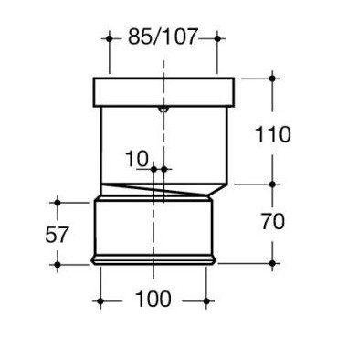 Raccord pour WC sortie droite excentrée diamètre Ø 85mm x 107mm x 100mm Nicoll | QW810E