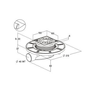 Siphon pour sols carrelés faible hauteur avec grille et cadre PVC Blanc sortie horizontale diamètre Ø 40mm - largeur 213mm - longueur 213mm Nicoll | SFH10NP