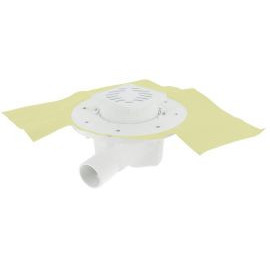 Siphon pour sols carrelés nouvelle génération avec grille et cadre PVC Blanc sortie horizontale diamètre Ø 40mm x 50mm - largeur 100mm - longueur 100mm Nicoll | SICAX10HNP