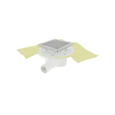 Siphon pour sols carrelés nouvelle génération avec grille et cadre inox 304 sortie horizontale diamètre Ø 40mm x 50mm - largeur 150mm - longueur 150mm Nicoll | SICAX15IHNC