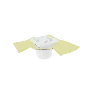 Siphon pour sols carrelés nouvelle génération avec grille et cadre PVC Blanc sortie verticale diamètre Ø 40mm x 50mm - largeur 150mm - longueur 150mm Nicoll | SICAX15VNP