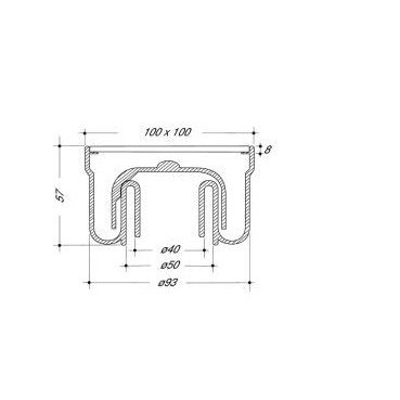 Siphonnette grille carrée 10 x 10 diamètre Ø 40mm x 50mm x 93mm x 100mm - largeur 100mm - longueur 100mm Nicoll | SIHJ10