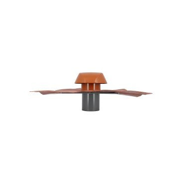 Chapeau de ventilation avec grande collerette d'étenchéité Atemax diamètre Ø 100mm - largeur 550mm - longueur 500mm couleur Rouge Terracotta Nicoll | VVF10T