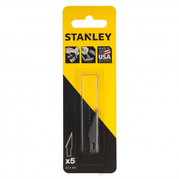 Lame de scalpel hobby à angle aigu - conditionnement de 5 lames - largeur 5 mm - longueur 48 mm Stanley | 0-11-411