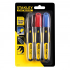 Image du produit : Marqueur 3 couleurs pointe large biseautee - conditionnement 3 pièces - FATMAX Stanley | 0-47-315