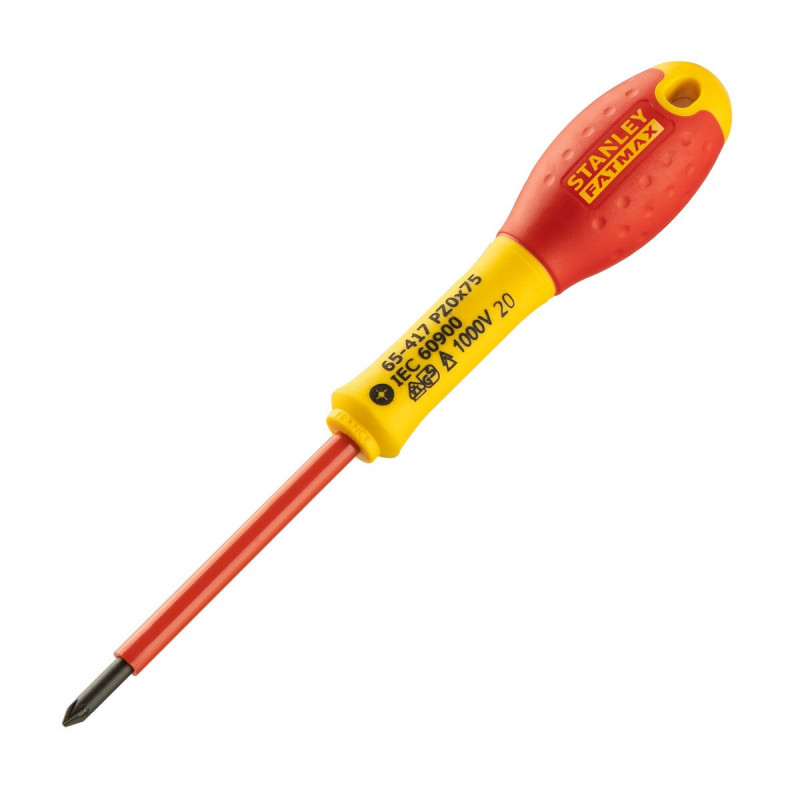 Tournevis Stanley pozidriv isolé 1000 Volts PZ1 x 100mm FATMAX | 1-65-418