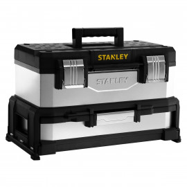 Boite caisse à outils vide Stanley à tiroir bimatiere galvanisee 51cm - largeur 335 mm - Hauteur 280 mm - longueur 545 mm | 1-95-830