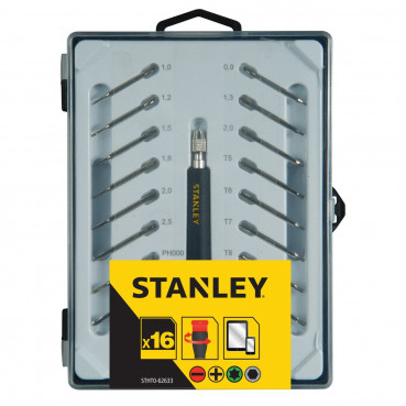 Micro tournevis de précision Stanley multilames fente + phillips + hexagonal + Torx - jeu de 16 pièces | STHT0-62633