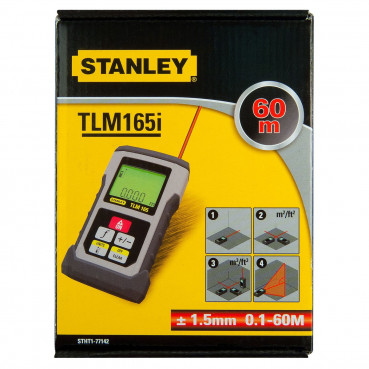 Mètre à ruban de chantier Stanley laser tlm165si bluetooth - 60 mètres - largeur 6 cm - Hauteur 10 cm - faisceau Faisceau rouge - longueur 2 cm | STHT1-77142