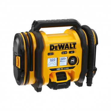 Gonfleur dewalt compact sans fil portatif XR 18 Volts - fonction dégonflage et lampe LED - triple alimentation sur batterie, secteur ou prise allume cigare 12 volts - livré nu sans chargeur ni batterie Dewalt | DCC0...