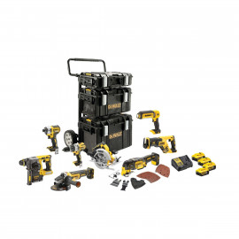 Kit Premium 8 outils Dewalt XR - Perceuse visseuse 18 Volts percussion DCD996 + visseuse à chocs DCF887 + scie circulaire DCS570 + Multi-cutter DCS355 + Lampe DCL050 + Meuleuse DCG405 + Perforateur SDS-Plus DCH273 +...