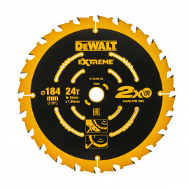 Lame Dewalt 184 x 20mm - 24 dents pour scie circulaire sans fil - carbure - pour la coupe du bois dur et tendre, MDF, contreplaqués et bois de récupération | DT10302-QZ