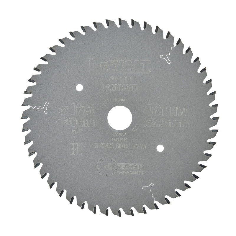 Lame Dewalt pour scie circulaire plongeante extrême workshop, 165 x 20mm - 48 dents | DT1086-QZ