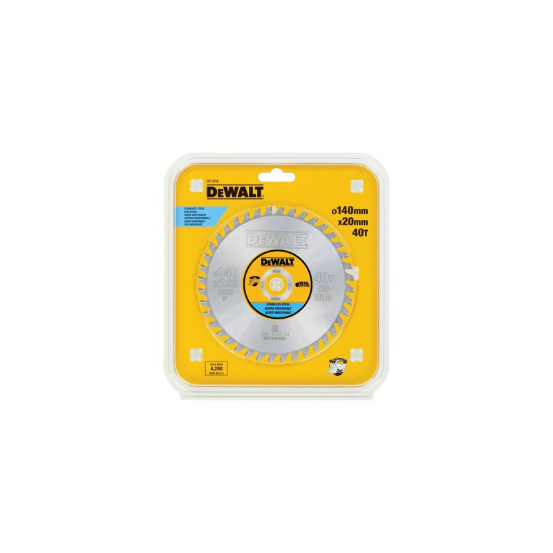 Lame Dewalt pour scie circulaire stationnaire 140 x 20,4mm - 40 dents, mtcg/inox, angle d'attaque 10 | DT1918-QZ