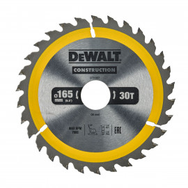 Lame Dewalt pour scie circulaire portative construction 165 x 30mm - 30 dents | DT1937-QZ