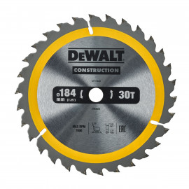 Lame Dewalt pour scie circulaire portative construction 184 x 16mm - 30 dents | DT1940-QZ