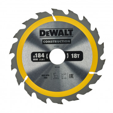 Lame Dewalt pour scie circulaire portative construction 184 x 30mm - 18 dents | DT1941-QZ