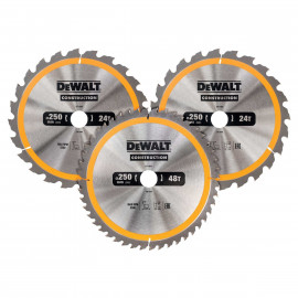 Coffret plastique de 3 lames Dewalt construction pour scie circulaire stationnaires : dT1952 x 2, dT1959 | DT1963-QZ