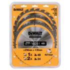 Image du produit : Coffret plastique de 3 lames Dewalt construction pour scie circulaire stationnaires : dT1952 x 2, dT1959 | DT1963-QZ