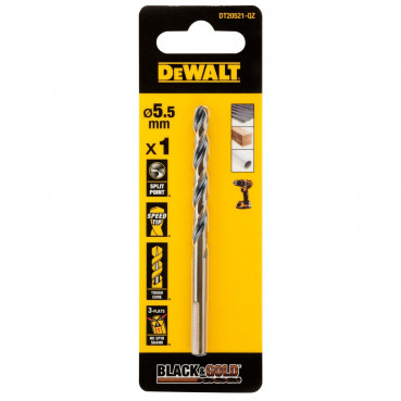 Foret black&gold HSS-G perçage plastique, bois, métal - 5.5 x 57 x 93mm Dewalt | DT20521-QZ