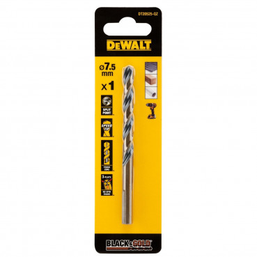 Foret black&gold HSS-G perçage plastique, bois, métal - 7.5 x 69 x 109mm Dewalt | DT20525-QZ