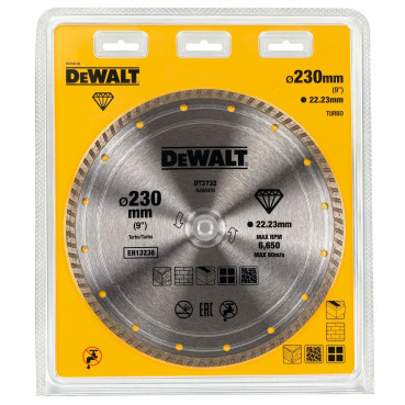 Disque diamant turbo pour matériaux de construction/béton 230 x 22.2mm Dewalt | DT3732-QZ