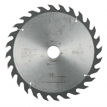 Lame Dewalt pour scie circulaire portative extrême workshop, 235 x 30mm - 28 dents | DT4036-QZ