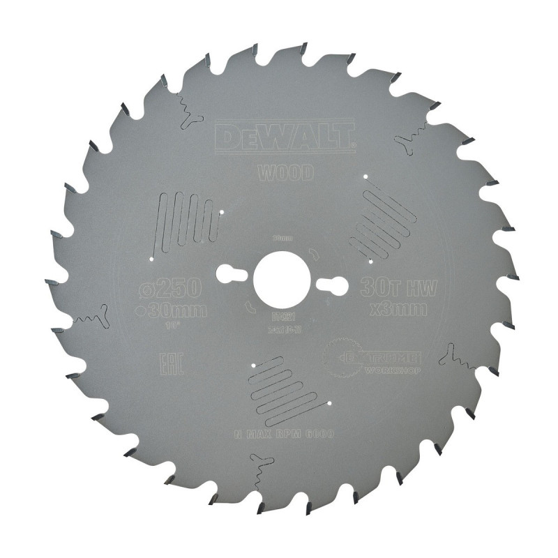 Lame Dewalt pour scie circulaire stationnaire extrême workshop 250 x 30mm - 30 dents | DT4321-QZ