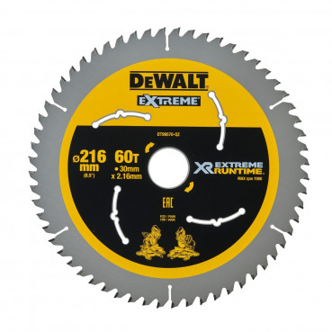 Lame Dewalt pour scie circulaire stationnaire - XR - sans fil - runtime - 216 x 30mm - 60 dents | DT99570-QZ