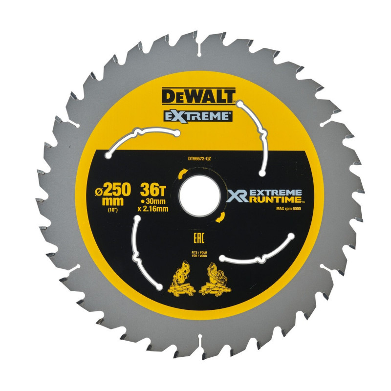 Lame Dewalt pour scie circulaire stationnaire - XR - sans fil - runtime - 250 x 30mm - 36 dents | DT99572-QZ