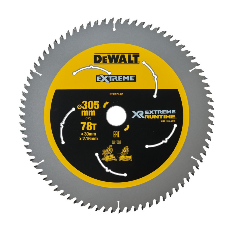 Lame Dewalt pour scie circulaire stationnaire - XR - sans fil - runtime - 305 x 30mm - 78 dents | DT99576-QZ