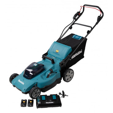 Tondeuse Makita 53cm LXT 36 Volts 2 x 18 Volts - sans fil Lithium (Li-Ion) - 5 Ah - diamètre lame 53cm - hauteur tonte 20 à 100mm - surface tonte 700m² | DLM538CT2