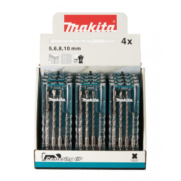 MASTER CARTON 12X Coffret Makita 4 FO - diamètre 5 / 6,0 / 8,0 / 10,0mm - longueur totale 110 / 160mm - profondeur maxi de perçage 50 / 100mm - 12 pièce(s) | E-13596-12