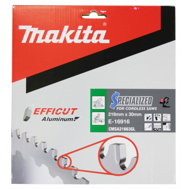 Lame carbure ALU EFFICUT 216X30mm 63D - diamètre 216mm - alésage 30mm - 63 dents Makita | E-16916